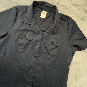 Dickies Mens‎ XL Black Short Sleeve Button Up Work Shirt Uniform